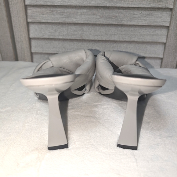 New Marc Fisher Ltd Womens Gray Dellian Toe Slip On Leather Heeled Sandal - Picture 5 of 8